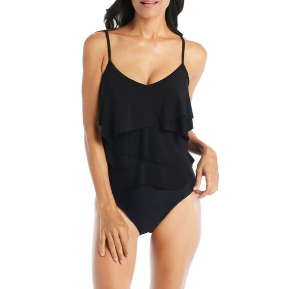 Beyond Control Layered Overlay One Piece swimsuit black - 16 - Picture 1 of 12